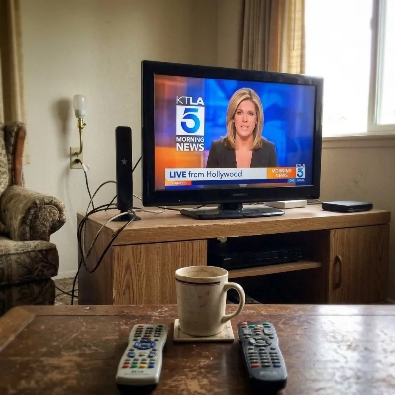 FreeView antenna on kitchen counter next to TV